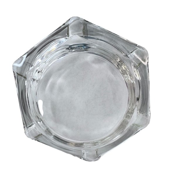 Heavy Clear Glass Cigar Ashtray Hexagon 6 Sides Slots 8.5 Inch MCM Vintage - Picture 6 of 6
